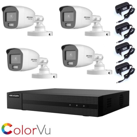 KIT VIDEOSORVEGLIANZA HIKVISION 2 MPX 4 TELECAMERE AHD COLORVU
