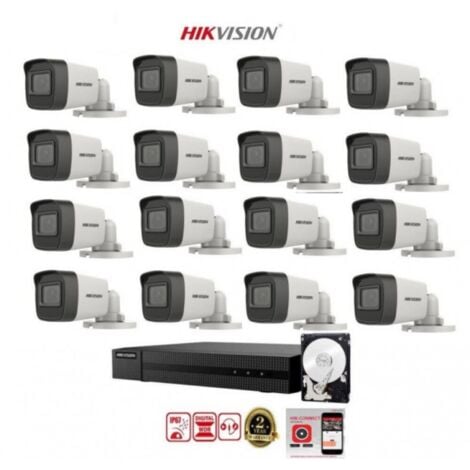 KIT videosorveglianza Hikvision DVR 16 canali 16 telecamere bullet 2 mpx Full HD hdd 1tb