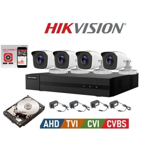 KIT VIDEOSORVEGLIANZA HIKVISION DVR 4 CANALI 4 TELECAMERE 2 MPX FULLHD 1080P 1TB