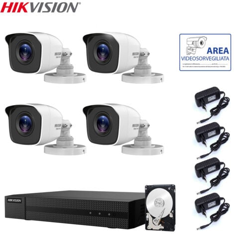 KIT VIDEOSORVEGLIANZA HIKVISION DVR 4 CANALI 4 TELECAMERE 2 MPX HD 500 GB