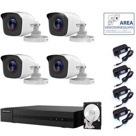 KIT VIDEOSORVEGLIANZA HIKVISION  DVR 8 CANALI 4 TELECAMERE 4 MPX HD 2 TB