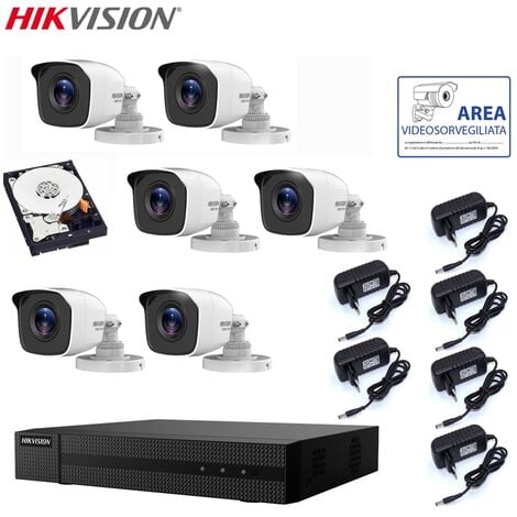 KIT VIDEOSORVEGLIANZA HIKVISION DVR 8 CANALI 6 TELECAMERE 2 MPX HD 1 TB