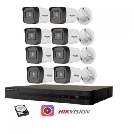 Kit Videosorveglianza Hikvision NVR poe 8 Canali telecamere bullet 2 megapixel 500gB