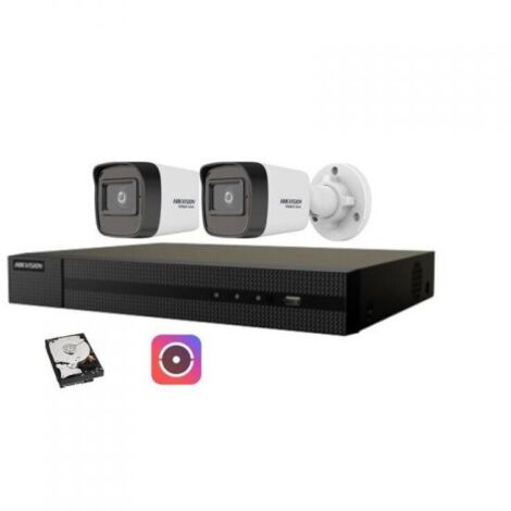 Kit videosorveglianza IP Hikvision Nvr POE 4 Canali 2 telecamere bullet 4 mpx hdd 500GB