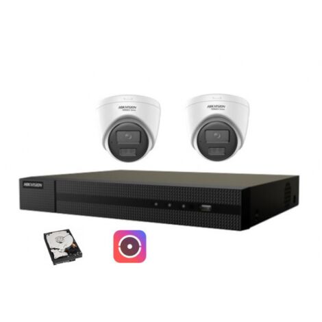 Kit videosorveglianza IP Hikvision Nvr POE 4 Canali 2 telecamere dome 2mpx 500GB