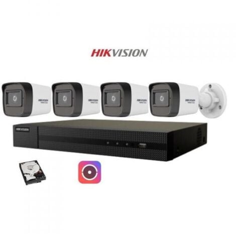 Kit videosorveglianza IP Hikvision Nvr POE 4 Canali 4 telecamere bullet 2mpx 500GB