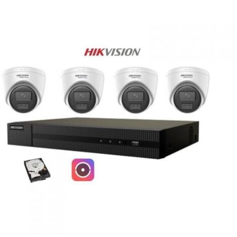 Kit videosorveglianza IP Hikvision Nvr POE 4 Canali 4 telecamere dome 2mpx 500GB