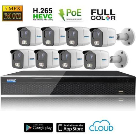 Kit videosorveglianza POE 5 Mega pixel 8 telecamere