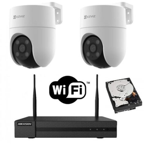 KIT videosorveglianza WIFI NVR 4 canali 2 Telecamere motorizzate PTZ Wifi 2K Audio Bidirezionale hdd 500gB