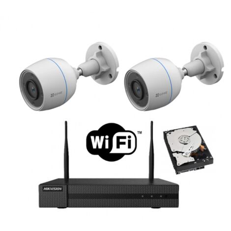 KIT videosorveglianza WIFI NVR 4 canali 2 telecamere Wifi FULL HD 1080P hdd 500gB