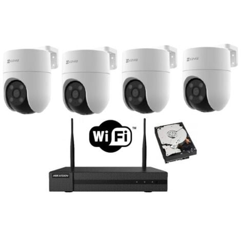 KIT videosorveglianza WIFI NVR 4 canali 4 Telecamere motorizzate PTZ Wifi 2K Audio Bidirezionale hdd 500gB