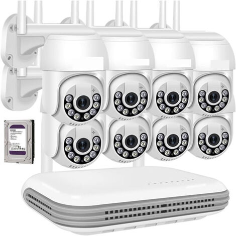 KIT VIDEOSORVEGLIANZA WIRELESS PTZ IP 4 TELECAMERE 5 MPX WIFI DA REMOTO 2 TB