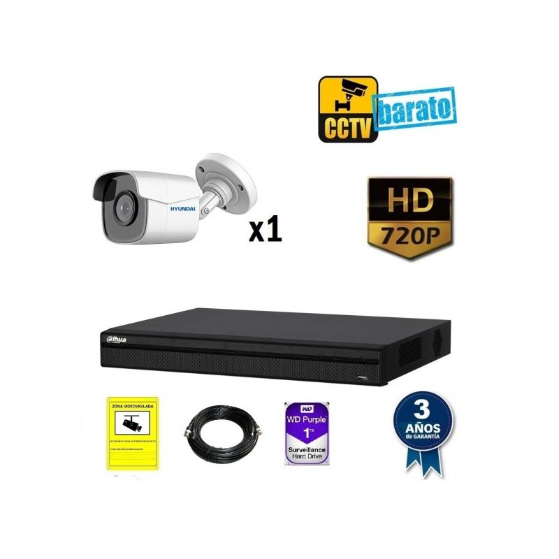 

Kit de videovigilancia HD 1 cámara bullet exterior óptica fija 2.8mm más grabador de 4 canales., Añadir mas memoria :4TB,Cambiar cables : Bobina UTP