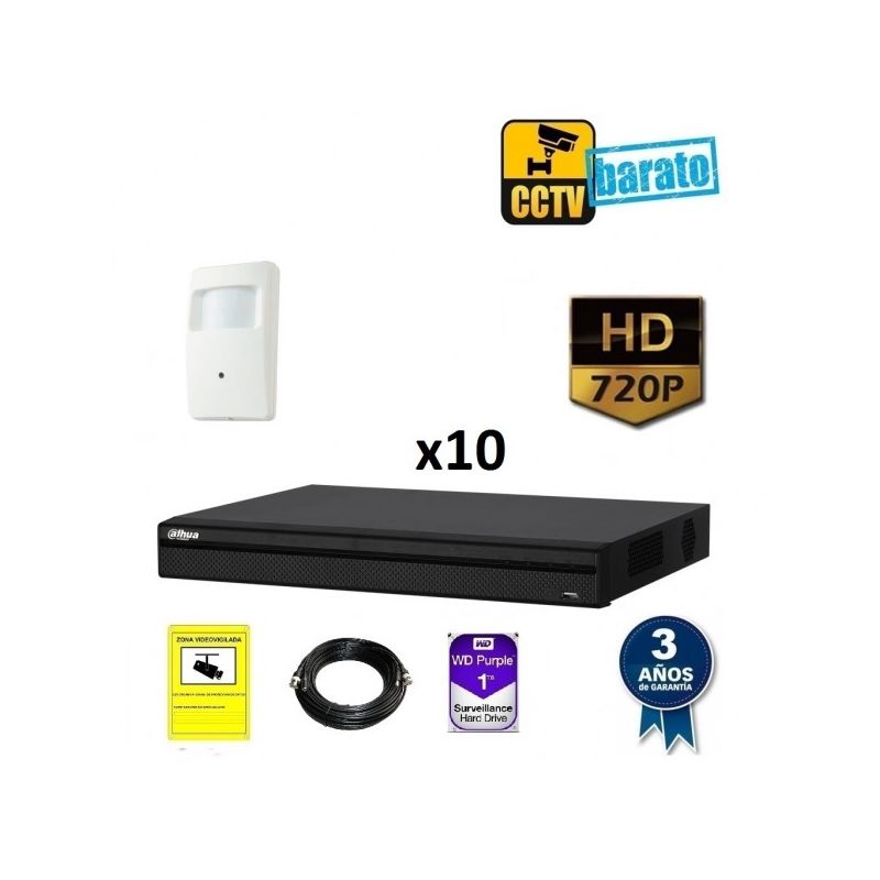 

Kit de videovigilancia HD 10 cámaras instalada en PIR óptica fija 3.7mm más grabador de 16 canales., Añadir mas memoria :4TB,Cambiar cables :