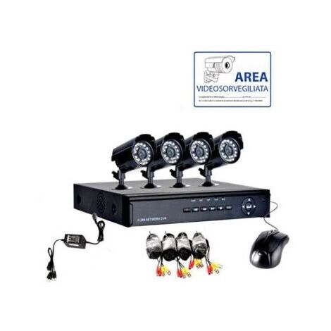HOUSECURITY KIT VIDEOVIGILANCIA 4 CAMARA INFRARROJOS + DVR + ALIMENTACION + CABLES