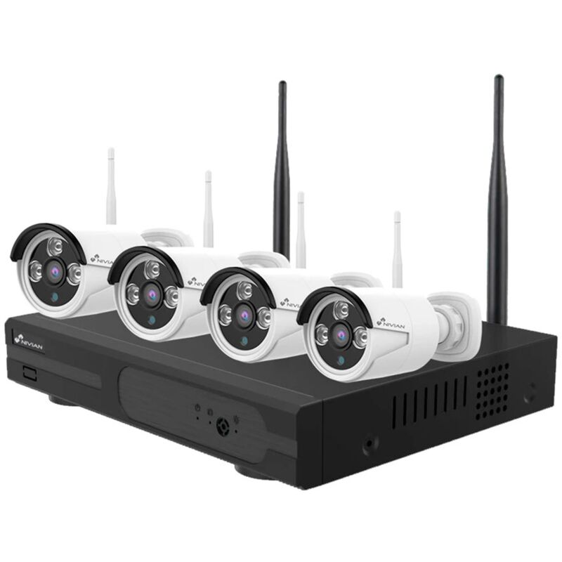 Kit de vidéosurveillance ip full hd sans fil 4 caméras 3 mpx wifi Nivian