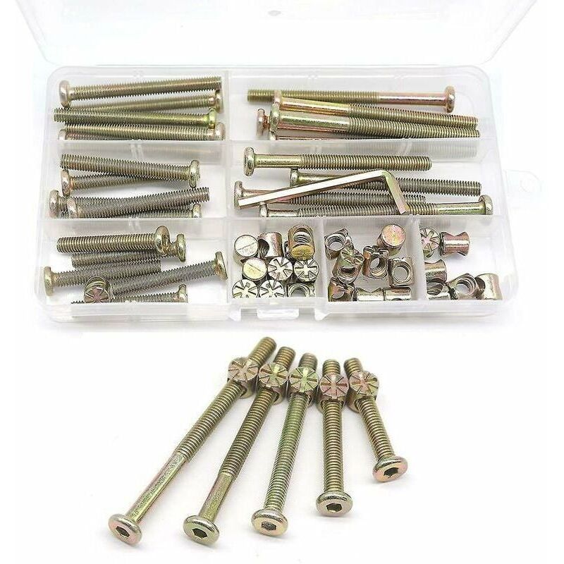Kit Vis de Lit de Bébé 25-Set - Différentes Tailles M6x40mm/50mm/60mm/70mm/80mm