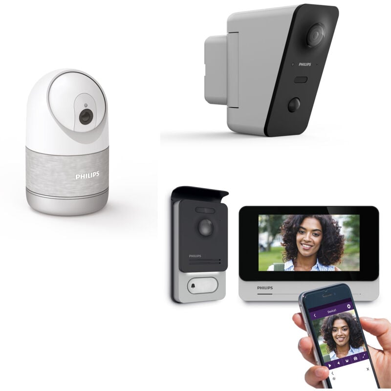 Kit Visiophone filaire connecté Connect 2 + Caméra intérieure connectée Look + Caméra extérieure connecté View - WelcomeEye - Philips