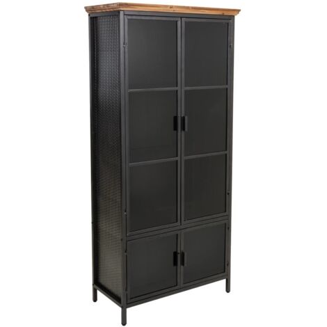 KIT VITRINA DE METAL Y MADERA 74x37,5x164h cm