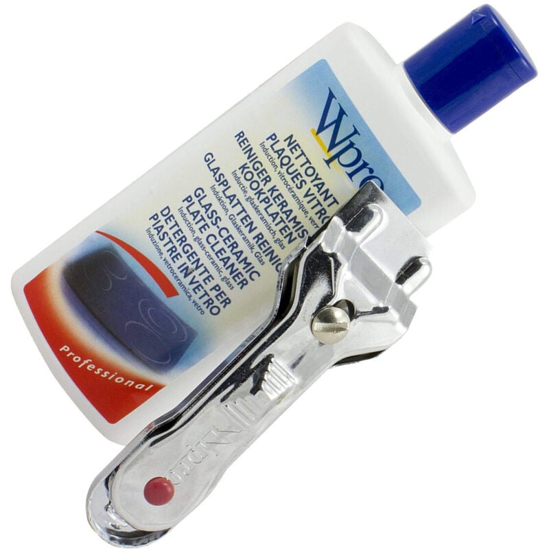 Wpro - Kit vitrocéramique comprenant 1 crème nettoyante vitro 250 ml d'origine (VTC101) + 1 grattoir (SCR200) + 10 lames (LGV009)