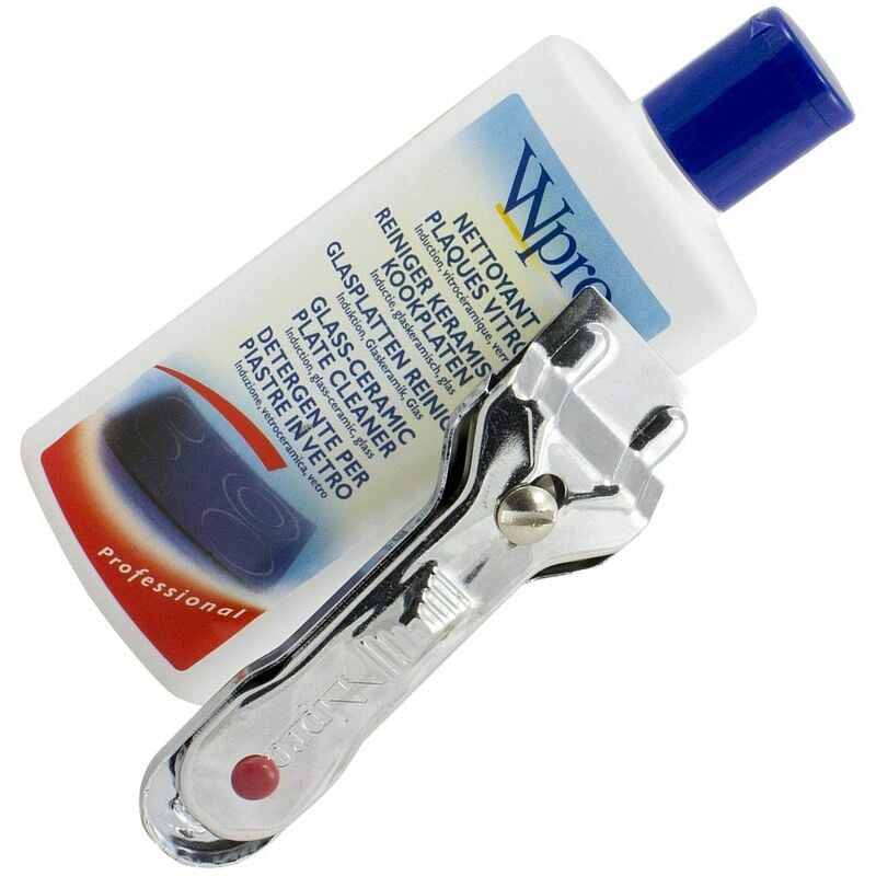 Wpro - Kit vitrocéramique comprenant 1 crème nettoyante vitro 250 ml d'origine (VTC101) + 1 grattoir (SCR200) + 10 lames (LGV009) (481281729989)