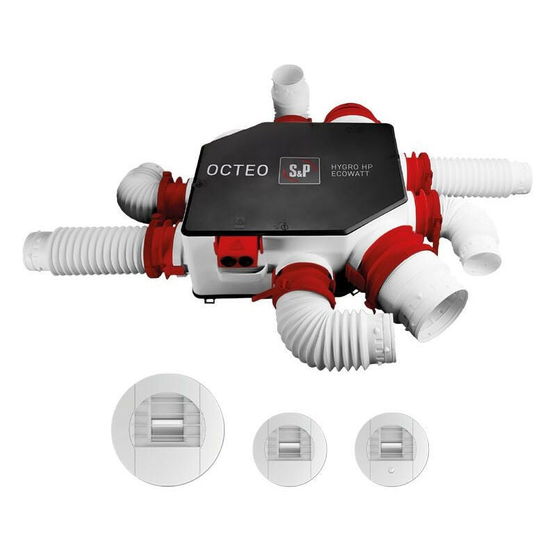 Unelvent - Kit vmc Hygro Eco Haute Pression (Longs réseaux) pour logement jusqu'à 6 sanit, (607511)