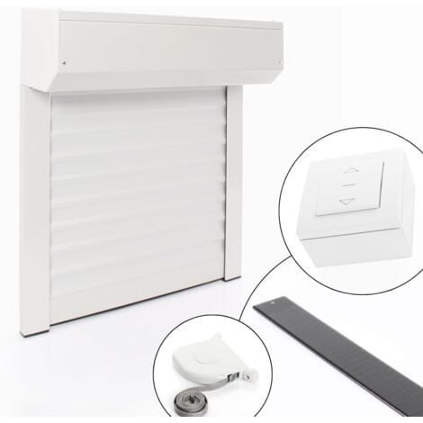 Kit Volet Roulant Ajustable en Aluminium - Montage Facile , Pour Fenêtre Porte-Fenêtre, Manuel Motorisé Solaire,(h120 x l120 cm, Blanc, Sangle)