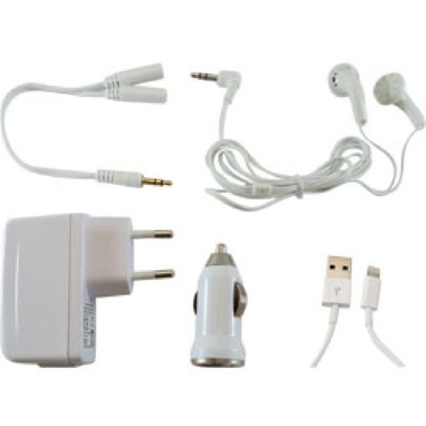 Kit voyage allume-cigare - 220V - cable Iphone - ecouteurs