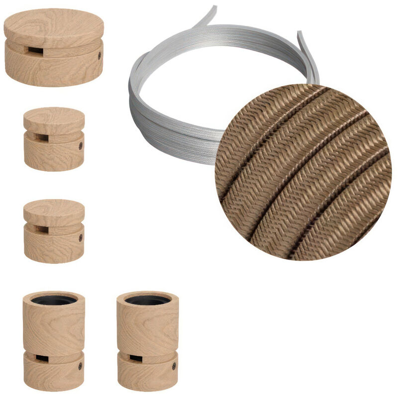 

Creative Cables - Kit Wiggle Filé System - con 3m cable textil guirnalda y 5 accesorios de madera | CM27 - CM27