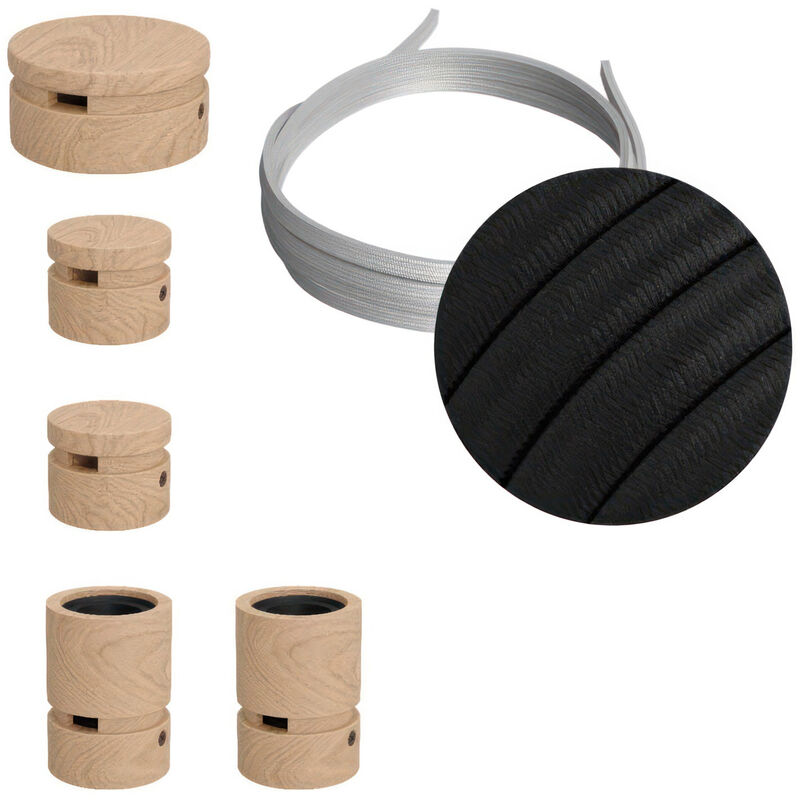 

Creative Cables - Kit Wiggle Filé System - con 3m cable textil guirnalda y 5 accesorios de madera | CM04 - CM04