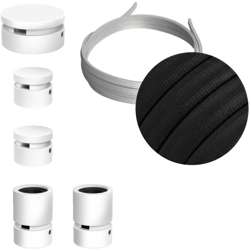 

Creative Cables - Kit Wiggle Filé System - con 3m cable textil guirnalda y 5 accesorios de madera pintados de blanco | CM04 - CM04