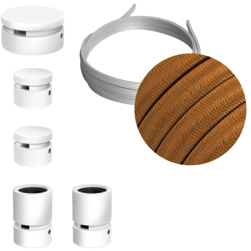 

Creative Cables - Kit Wiggle Filé System - con 3m cable textil guirnalda y 5 accesorios de madera pintados de blanco | CM22 - CM22