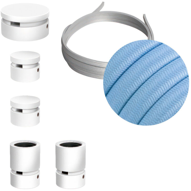 

Creative Cables - Kit Wiggle Filé System - con 3m cable textil guirnalda y 5 accesorios de madera pintados de blanco | CM17 - CM17