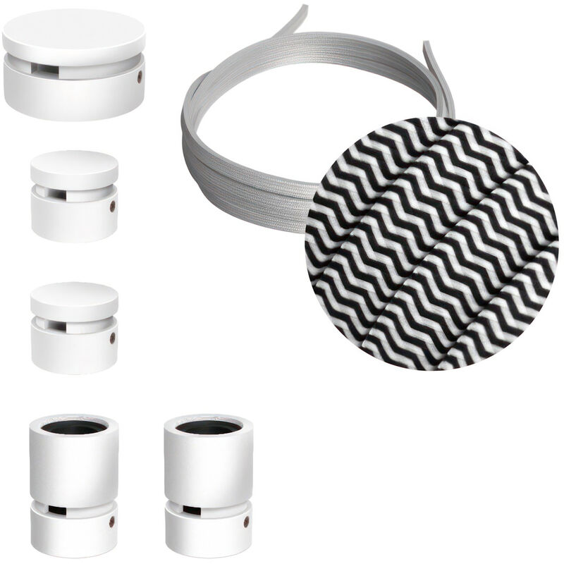 

Creative Cables - Kit Wiggle Filé System - con 3m cable textil guirnalda y 5 accesorios de madera pintados de blanco | CZ04 - CZ04