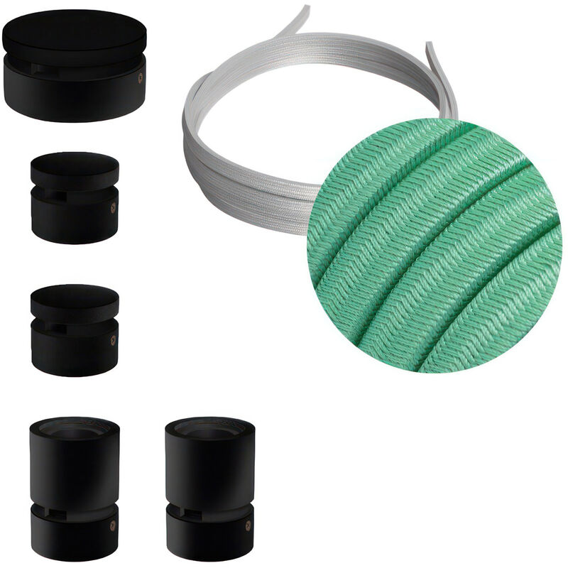 

Creative Cables - Kit Wiggle Filé System - con 3m cable textil guirnalda y 5 accesorios de madera pintados de negro | CH69 - CH69