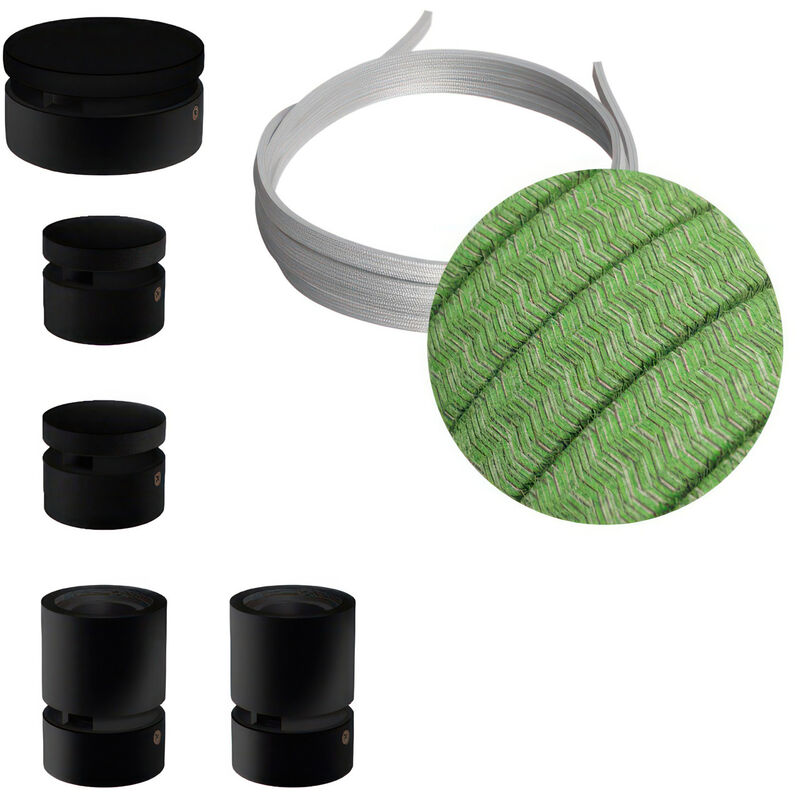 

Creative Cables - Kit Wiggle Filé System - con 3m cable textil guirnalda y 5 accesorios de madera pintados de negro | CX08 - CX08