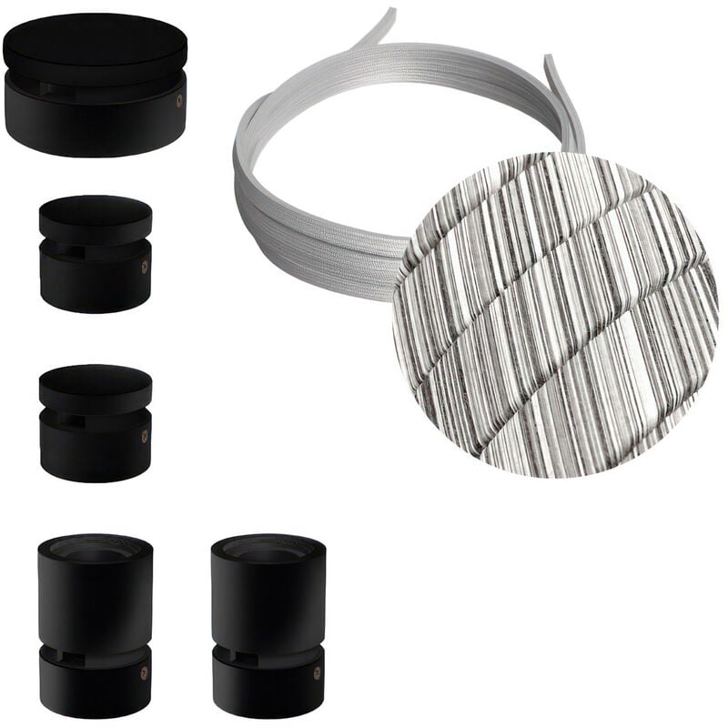 

Creative Cables - Kit Wiggle Filé System - con 3m cable textil guirnalda y 5 accesorios de madera pintados de negro | ECC37 - ECC37