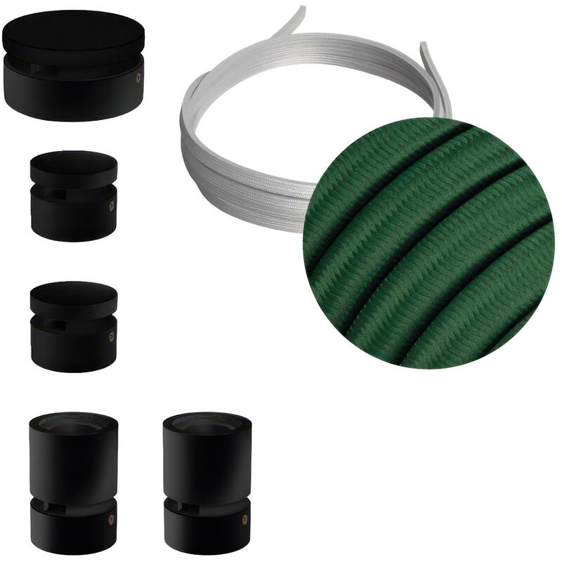 

Creative Cables - Kit Wiggle Filé System - con 3m cable textil guirnalda y 5 accesorios de madera pintados de negro | CM21 - CM21