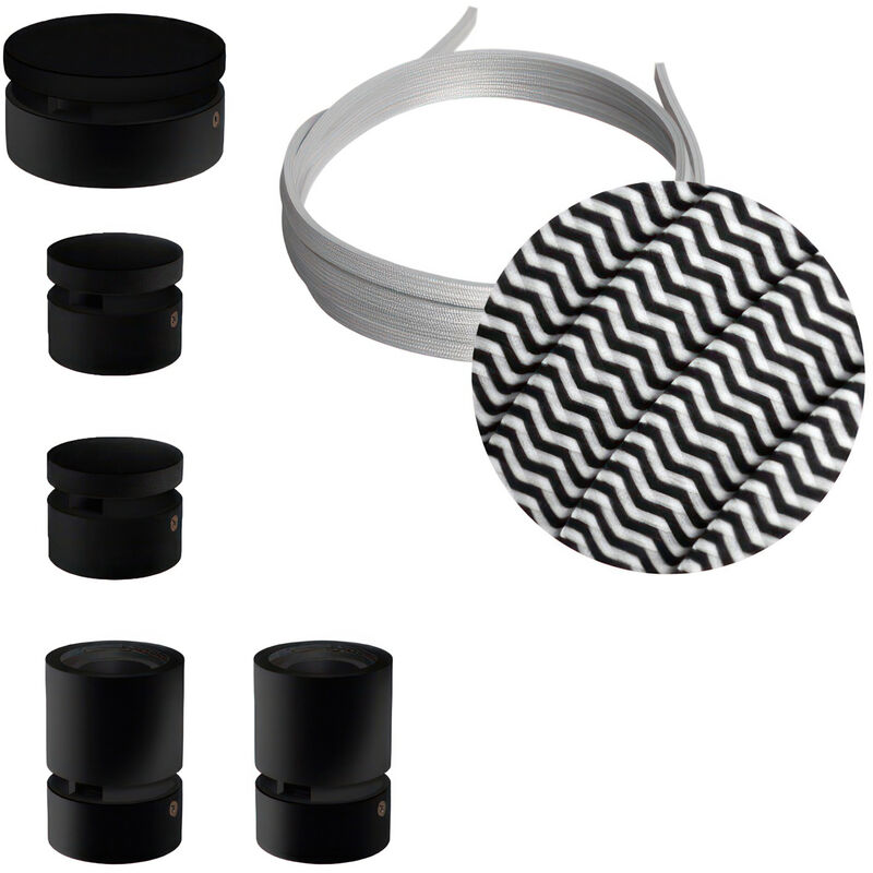 

Creative Cables - Kit Wiggle Filé System - con 3m cable textil guirnalda y 5 accesorios de madera pintados de negro | CZ04 - CZ04