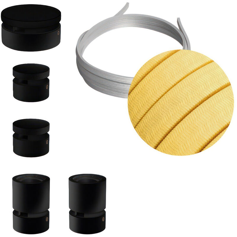 

Creative Cables - Kit Wiggle Filé System - con 3m cable textil guirnalda y 5 accesorios de madera pintados de negro | CM10 - CM10