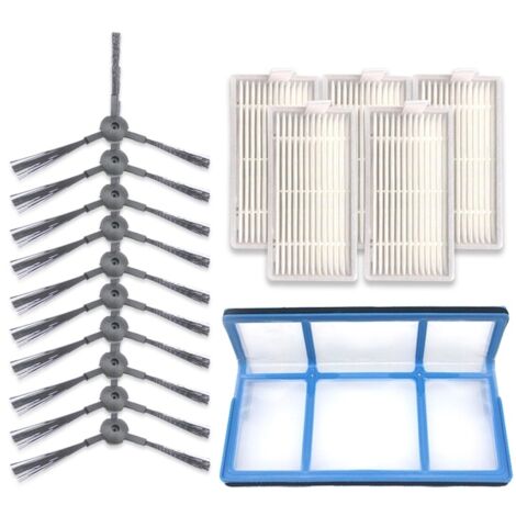 Kit XI238: 5 Brosses Latérales K614 + 5 Filtres I208 + Filtre Coton I204 pour ILIFE V5S Pro / V50 / V5S