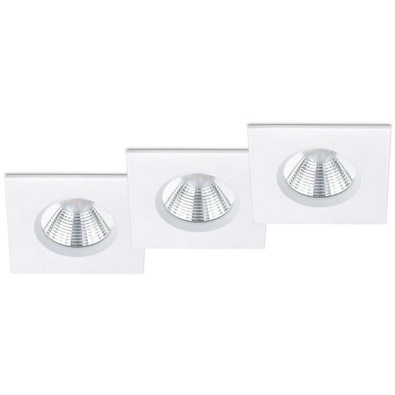 Kit Zagros 3 spots encastrables led carrés chromés dimmables IP65 8,5 cm x 8,5 cm