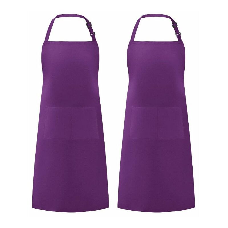 Image of Rhafayre - Grembiule da cucina con 2 tasche regolabili Grembiuli da cucina per la casa per donna Uomo Chef 2 confezioni (viola)