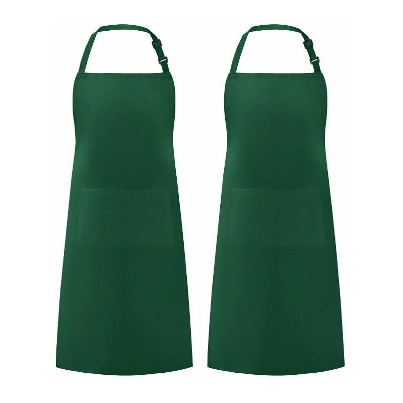 Image of Rhafayre - Grembiule da cucina con 2 tasche regolabili Grembiuli da cucina per la casa per donna Uomo Chef 2 confezioni (verde scuro)