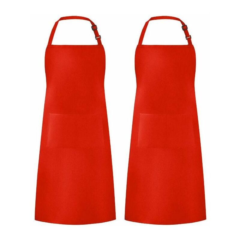 Image of Grembiule da cucina con 2 tasche regolabili Grembiuli da cucina per la casa per donna Uomo Chef 2 confezioni (rosso) - Rhafayre