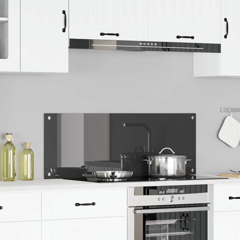 Kitchen Backsplash Dark Grey 110 X 40 X 0.6 Cm Tempered Glass Vidaxl