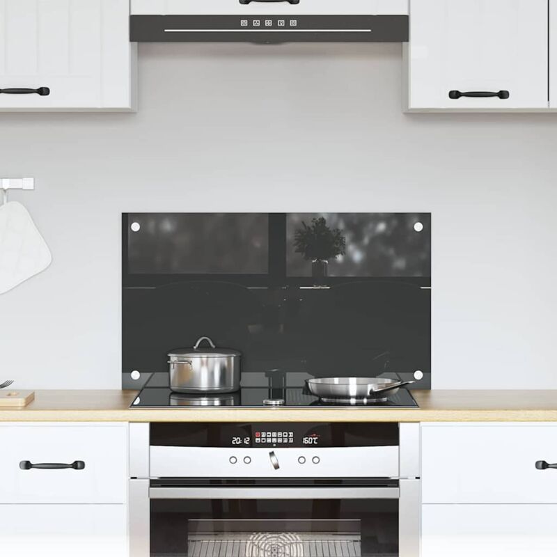 Kitchen Backsplash Dark Grey 70 X 40 X 0.6 Cm Tempered Glass Vidaxl