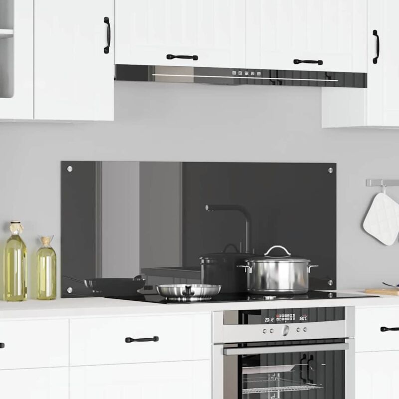 Kitchen Backsplash Dark Grey 120 X 50 X 0.6 Cm Tempered Glass Vidaxl