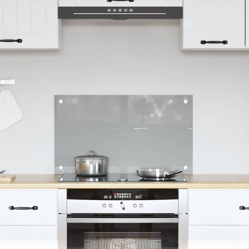 Kitchen Backsplash Light Grey 70 X 40 X 0.6 Cm Tempered Glass Vidaxl