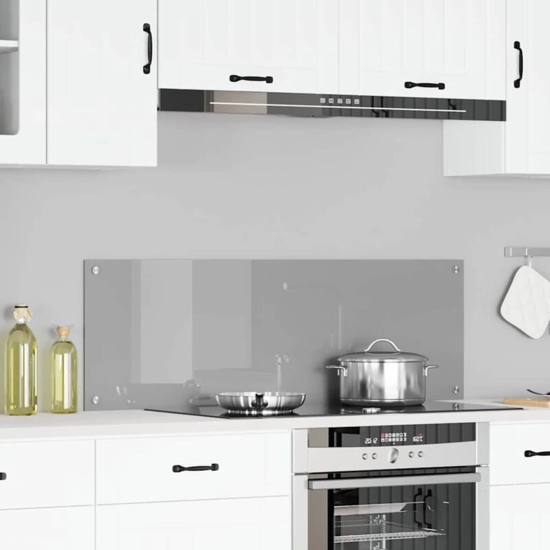 Kitchen Backsplash Light Grey 120 X 40 X 0.6 Cm Tempered Glass Vidaxl